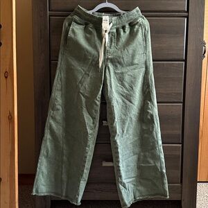 Aerie Olive Drawstring Wide Leg Pants